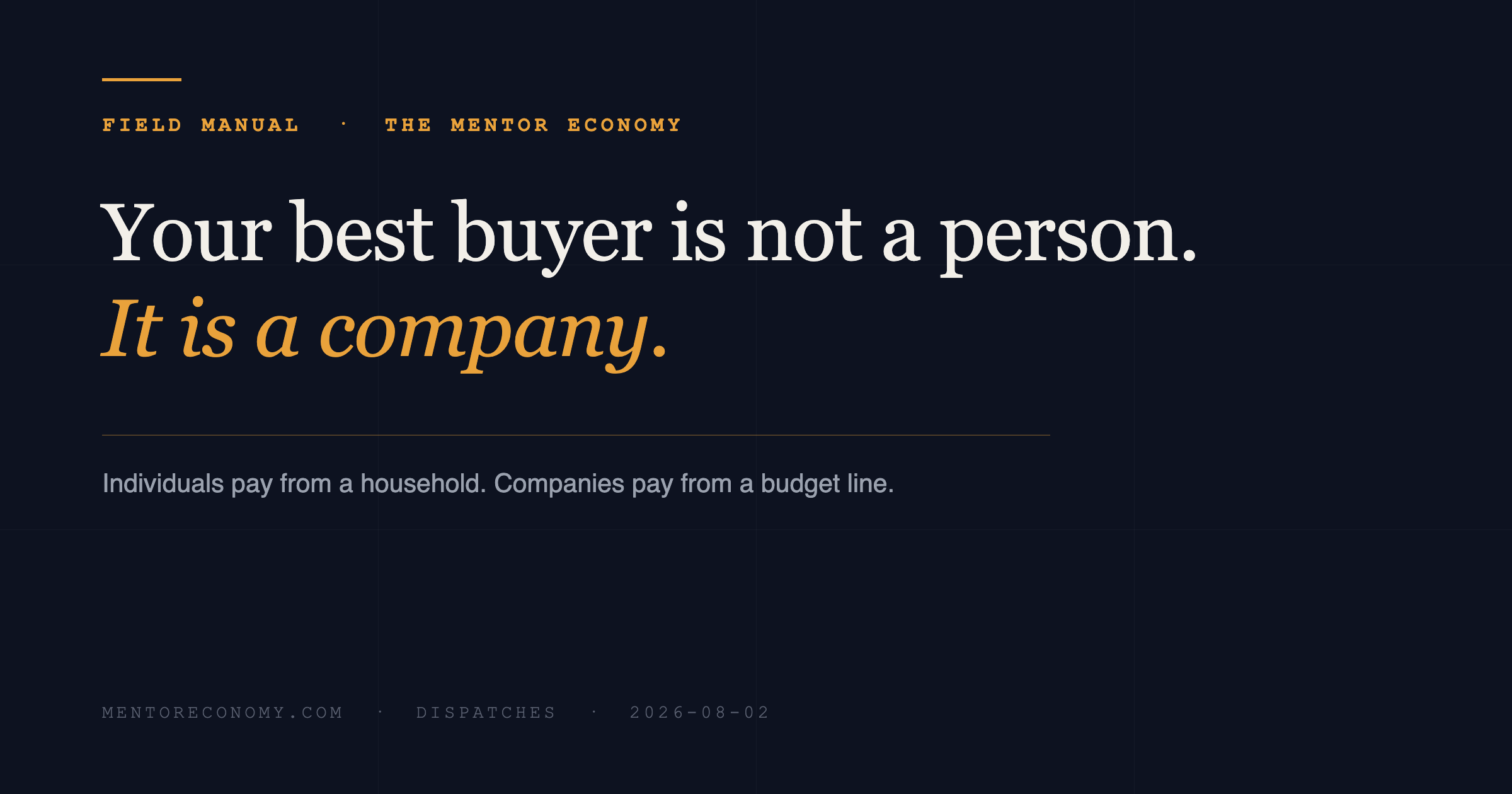 Your Best Buyer Is Not a Person. It Is a Company That Cannot Afford a Consulting Firm.